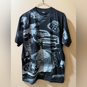 Black and Gray Short Sleeve Tee with Unique Car Prints